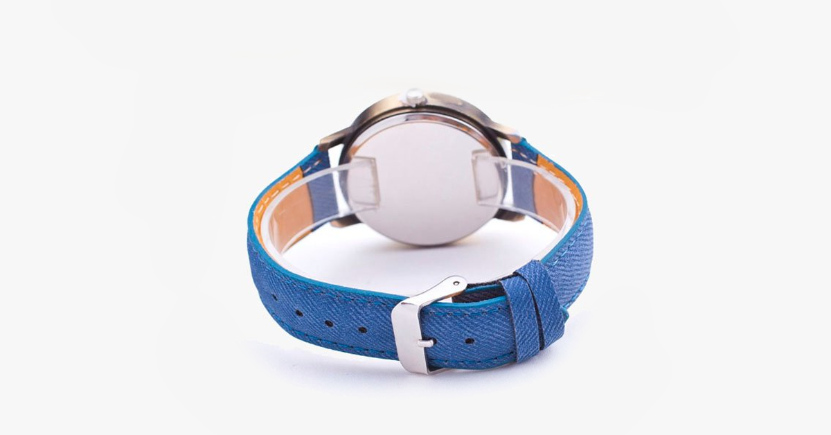 Denim World Map Watch