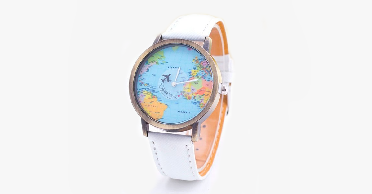 Denim World Map Watch