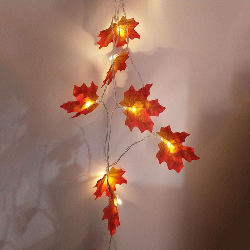 Lighted Maple Leaves Garland