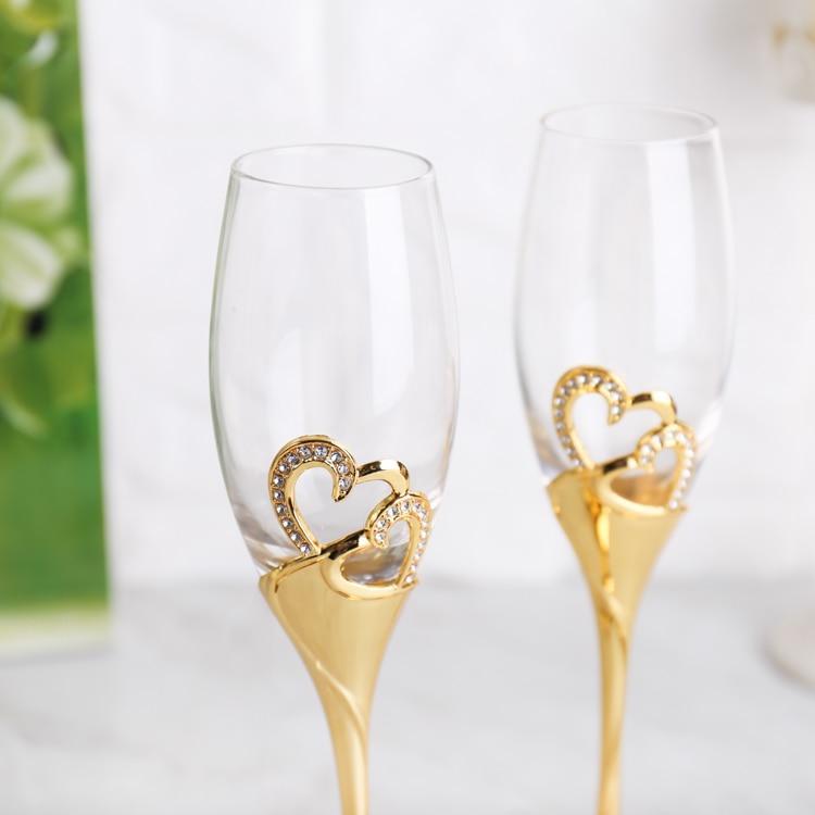 Gold Silver Heart-shaped Crystal Wine Glass
