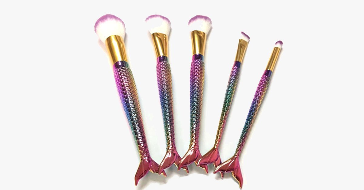 Mermaid Brush Set Of 5 Brushes - Gives You The Look You Desire!