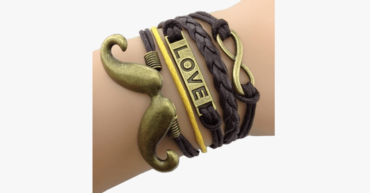 Infinity Love Mustache Bracelet