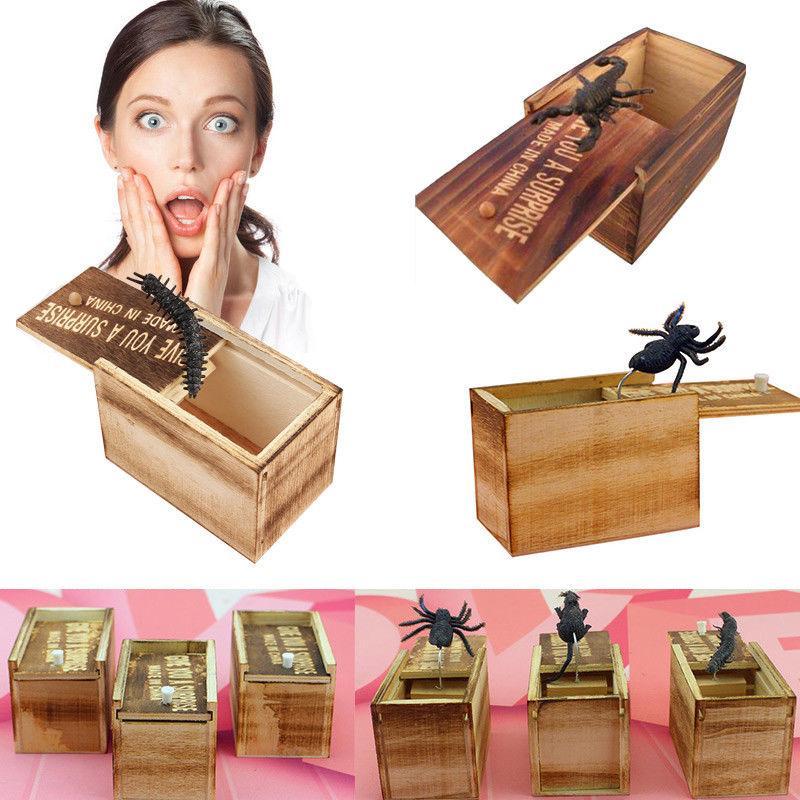 Wooden Prank Spider Scare Box