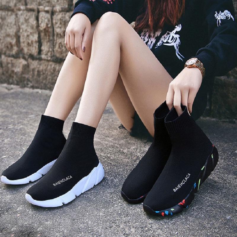 Light High Top New Breathable Flying Socks Shoes Sports Stretch Sneakers