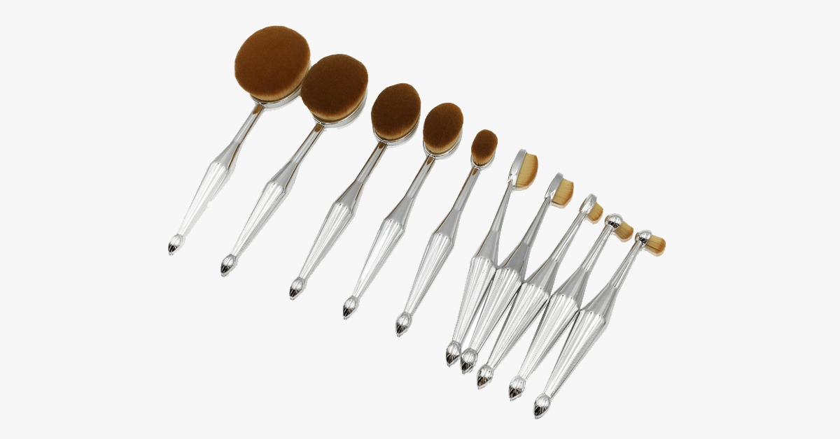 Stylish 10 Piece Oval Brush Set – Let the Metallic Charm Work It’s Magic On You