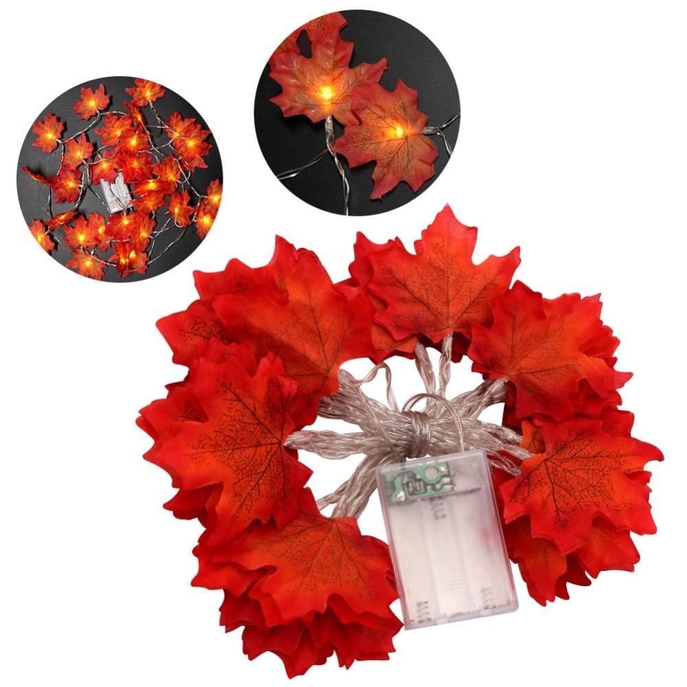 Lighted Maple Leaves Garland