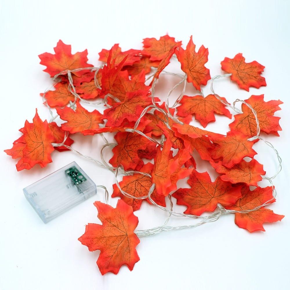 Lighted Maple Leaves Garland