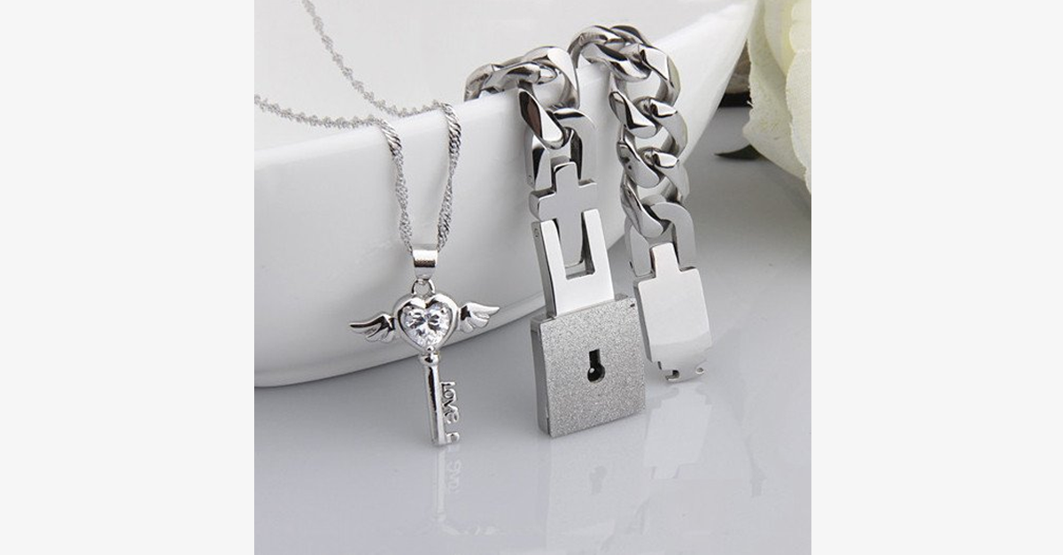 Angel Love Pendant & Men Bracelet Set