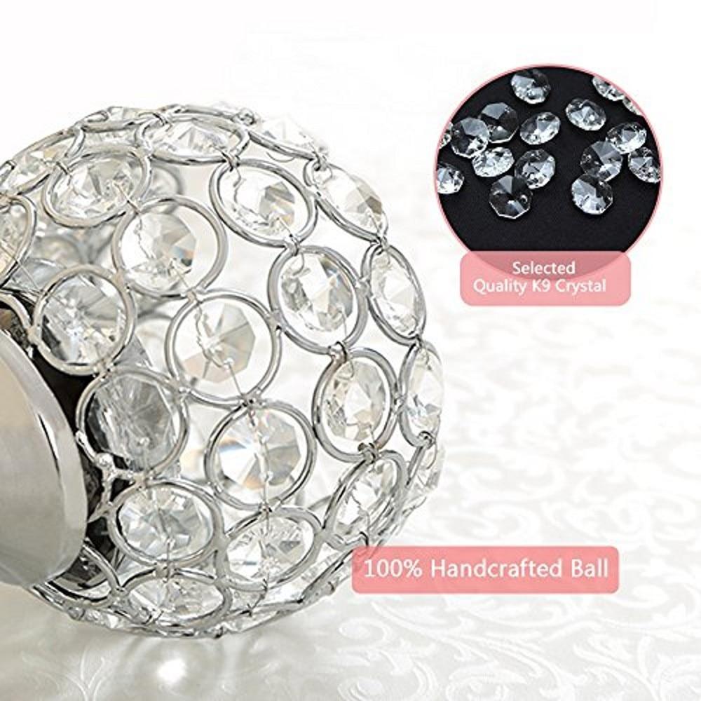 Pair Silver Crystal Vintage Candle Holders Stand Metal Candlesticks Wedding Table Centerpieces Christmas Home Party Decoration