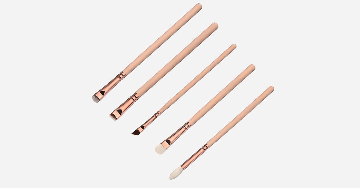 Princess Makeup Brush Set of 8 with Rose Gold and Beige Handles- Makes You Look And Feel Like A Princess!