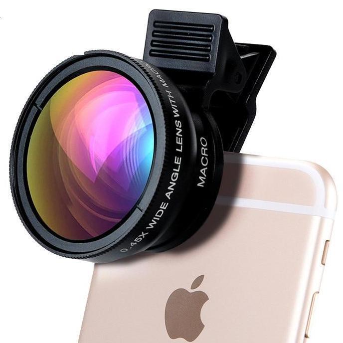 Professional HD Phone Camera Lenses 0.45X Wide Angle 12.5X Macro Lens For iphone