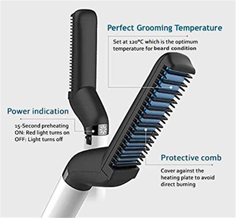 Professional Heated Beard Straightener Comb & Hair Styler - Heated Beard Prick