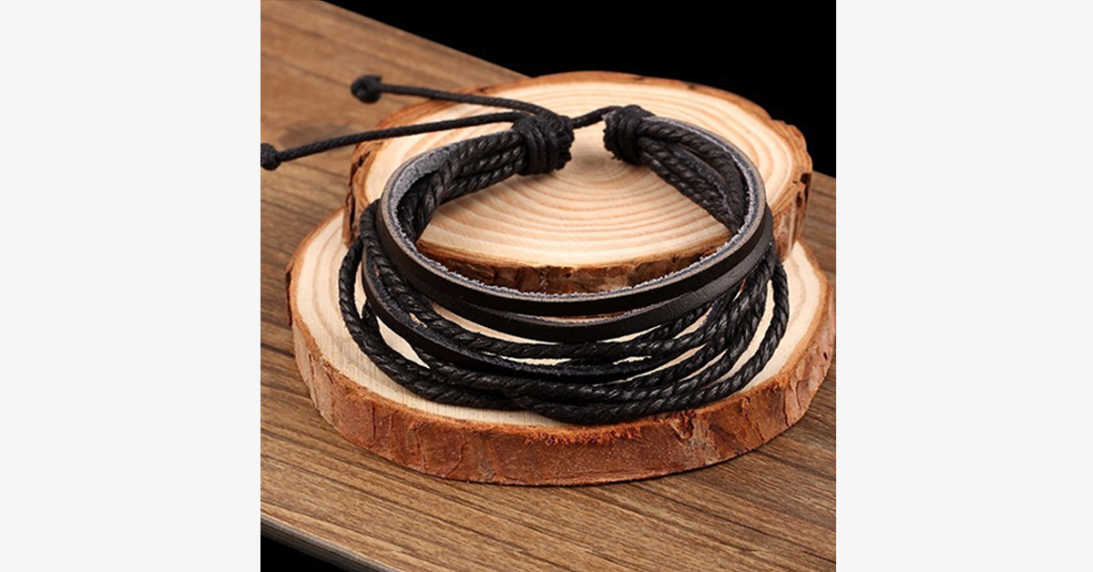 Rustic Leather Wrap Bracelet