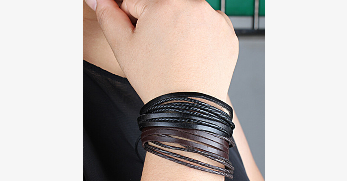 Rustic Leather Wrap Bracelet