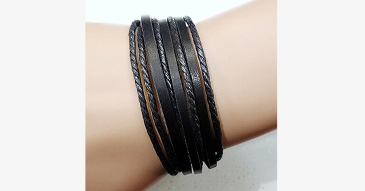 Rustic Leather Wrap Bracelet