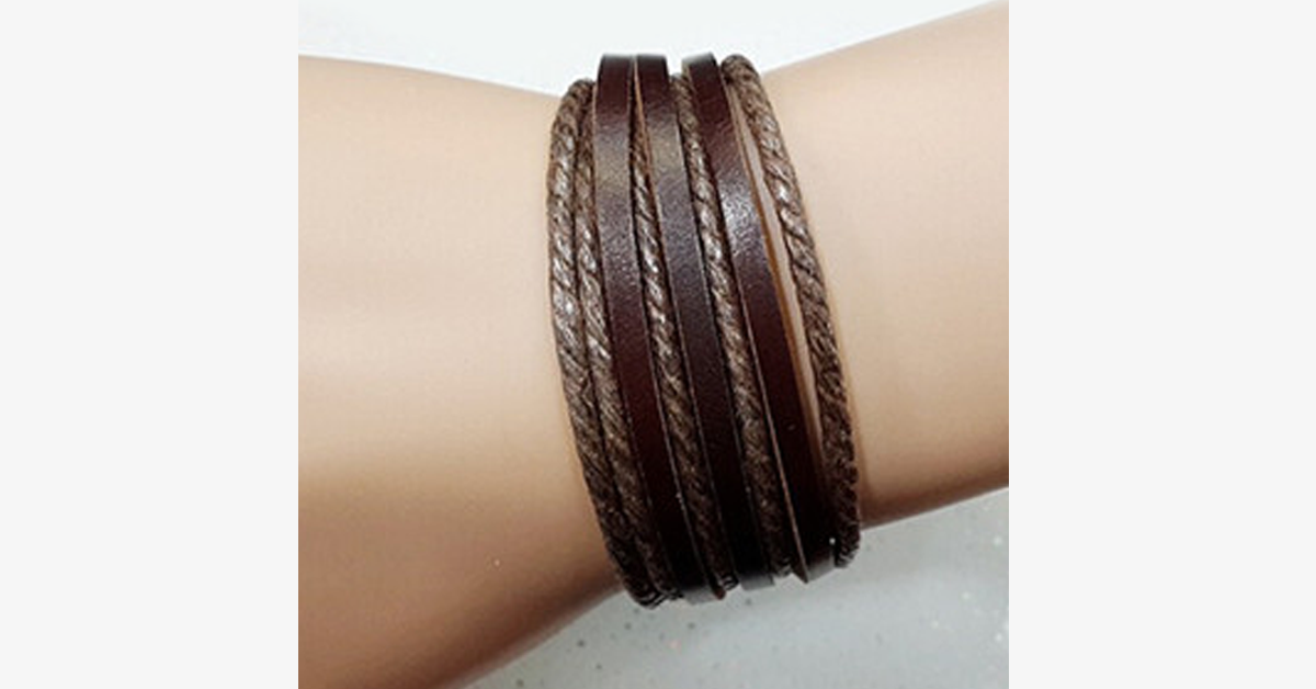 Rustic Leather Wrap Bracelet