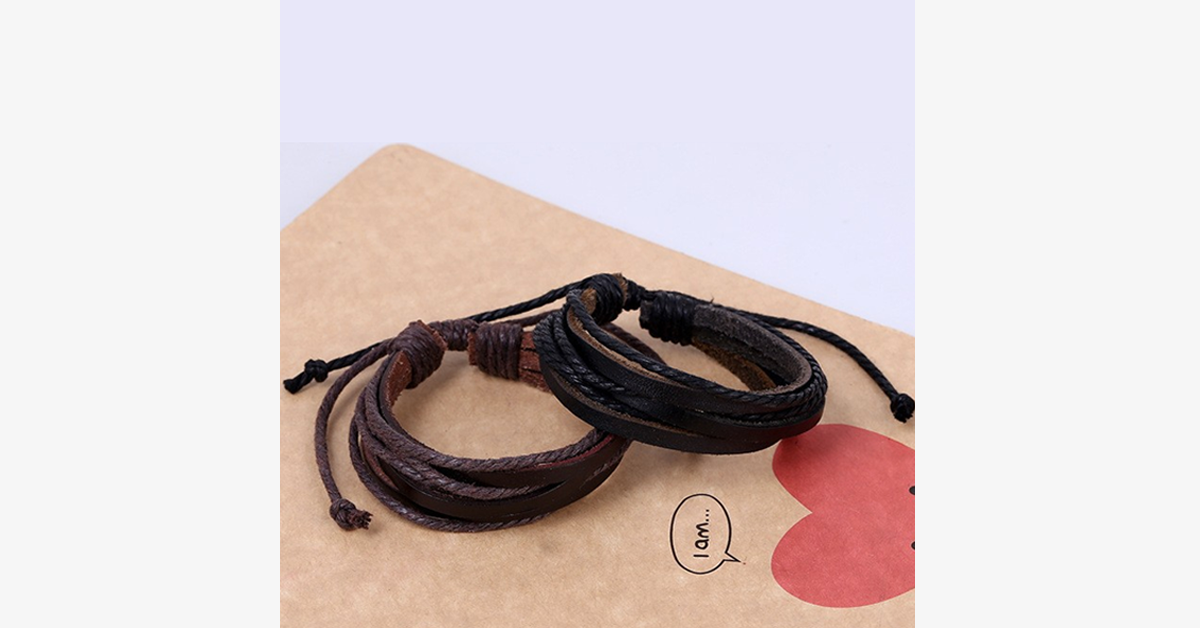 Rustic Leather Wrap Bracelet
