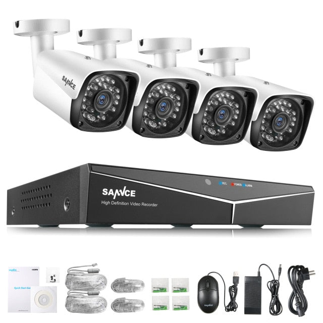 4 Channel 1080P Home Video Security Cameras System with Night Vision