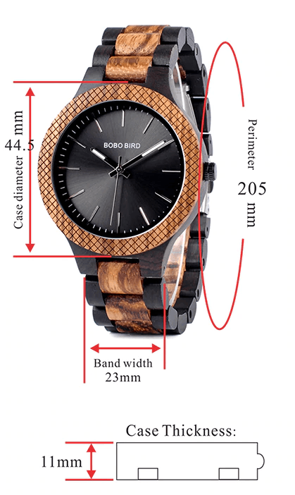 Wood Watch Quartz Mens