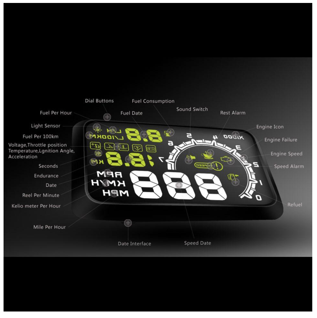 Car Heads Up Display (HUD), 5.5 inch Projector, Speed Fuel Warning, Odometer
