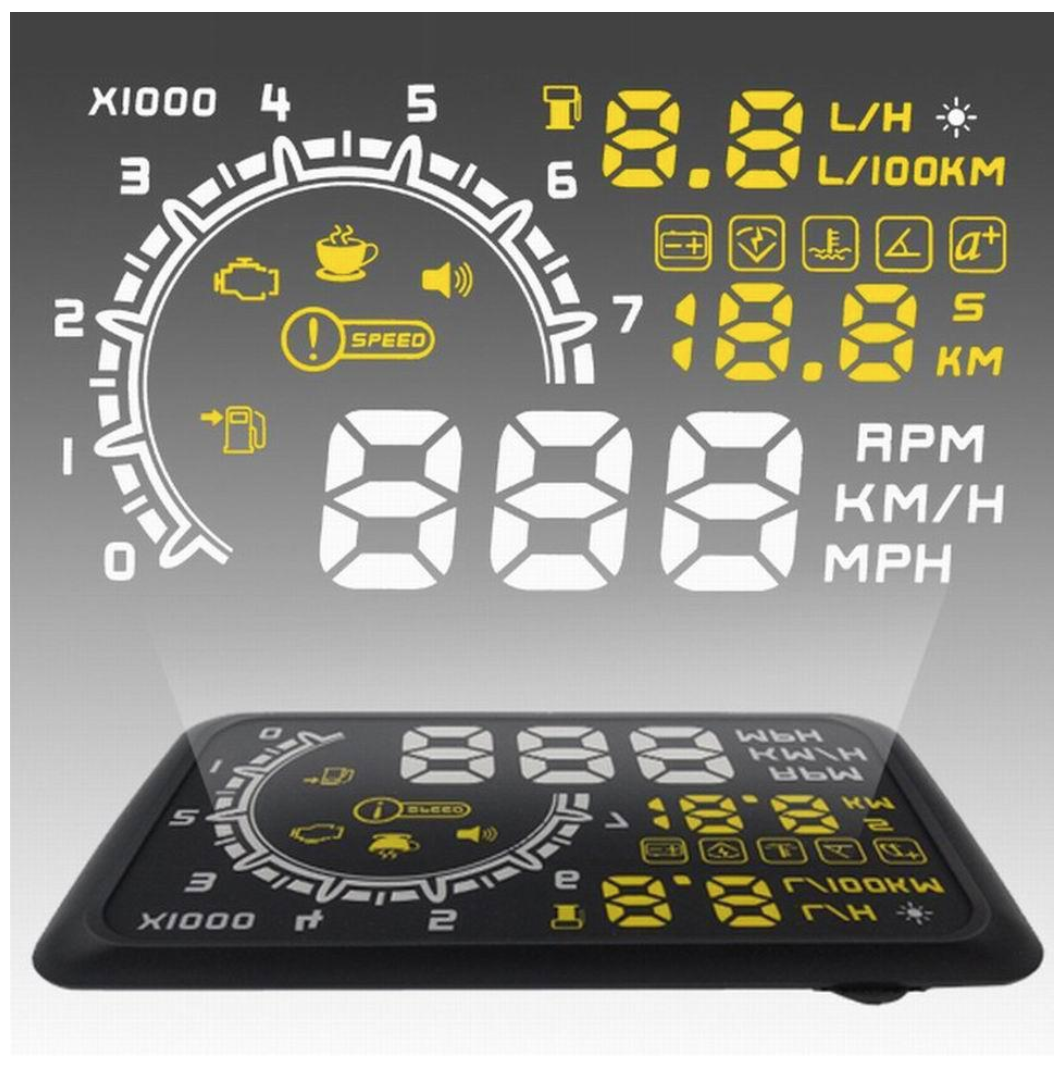Car Heads Up Display (HUD), 5.5 inch Projector, Speed Fuel Warning, Odometer