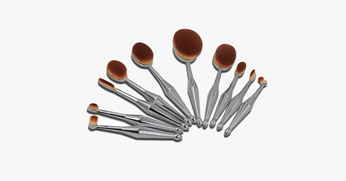 Stylish 10 Piece Oval Brush Set – Let the Metallic Charm Work It’s Magic On You