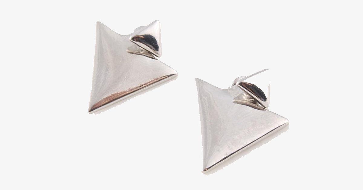 Double Triangle Stud Earring - Fashionable Multicolor Set of Two