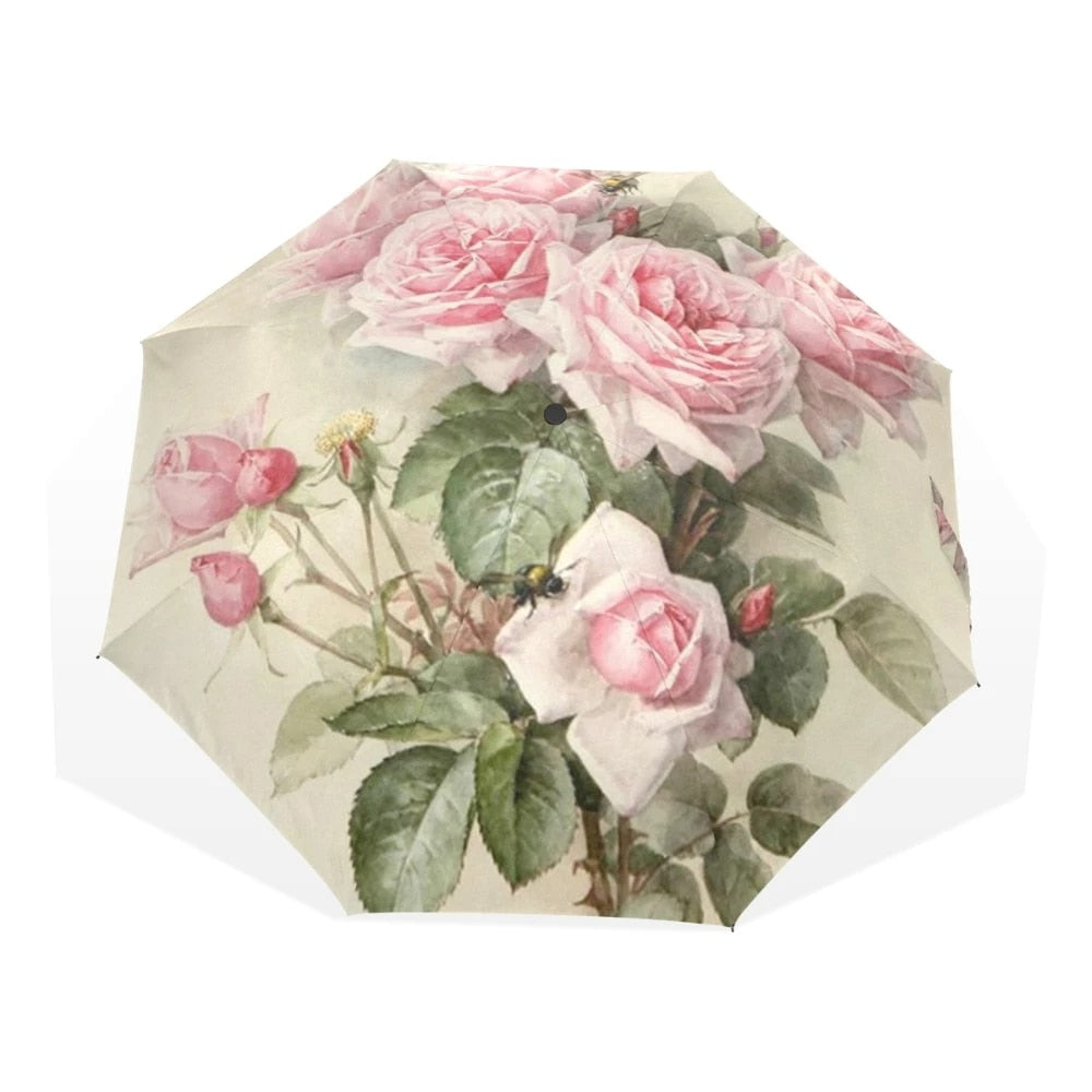 Automatic Folding Flower Print Parasol Umbrella