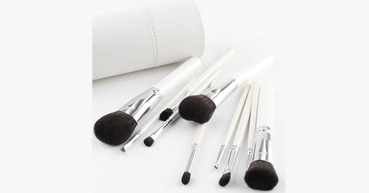 Makeup Brush Set of 10 Pieces in Round White Case – Your Favorite Makeup Companion