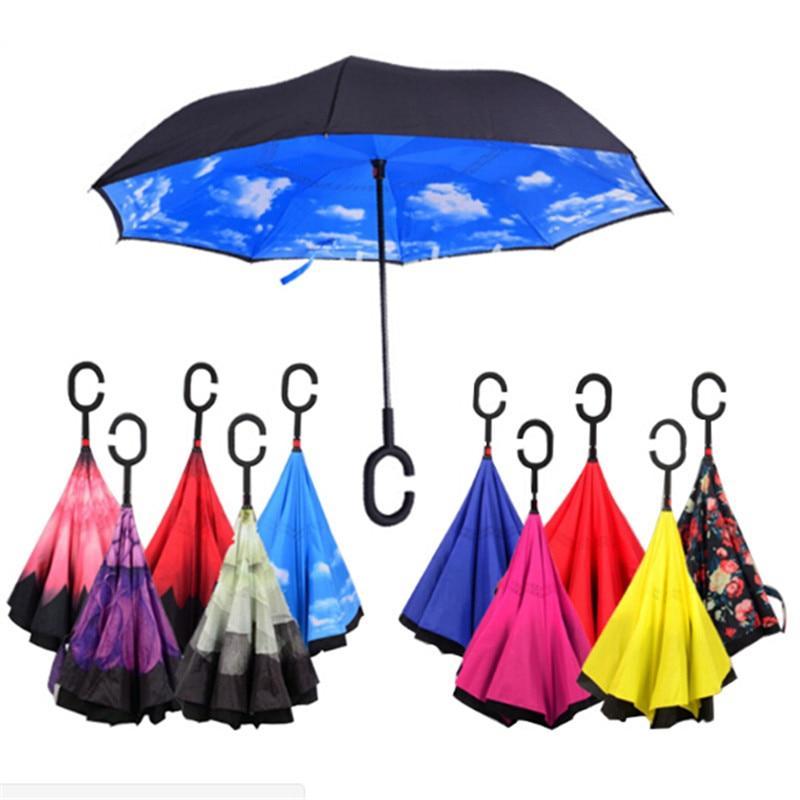 Windproof Reverse Folding Inverted Umbrella