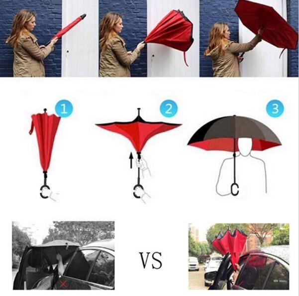 Windproof Reverse Folding Inverted Umbrella