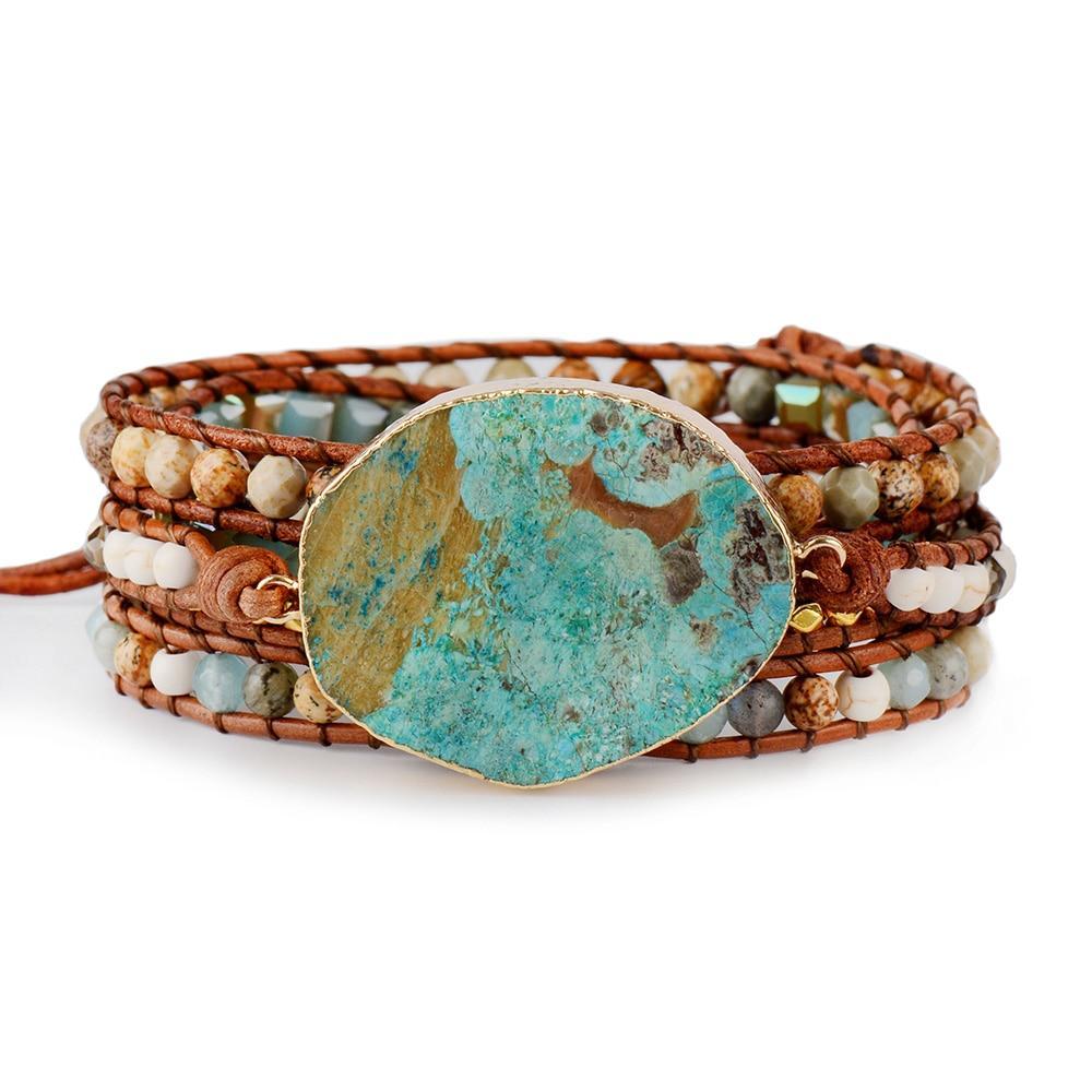 Women Bracelet with Natural Gilded Stones