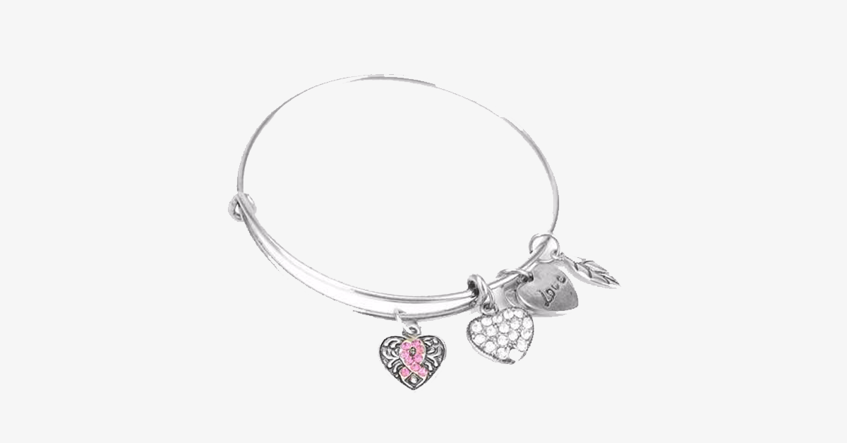 Pink Ribbon Charm Bangle