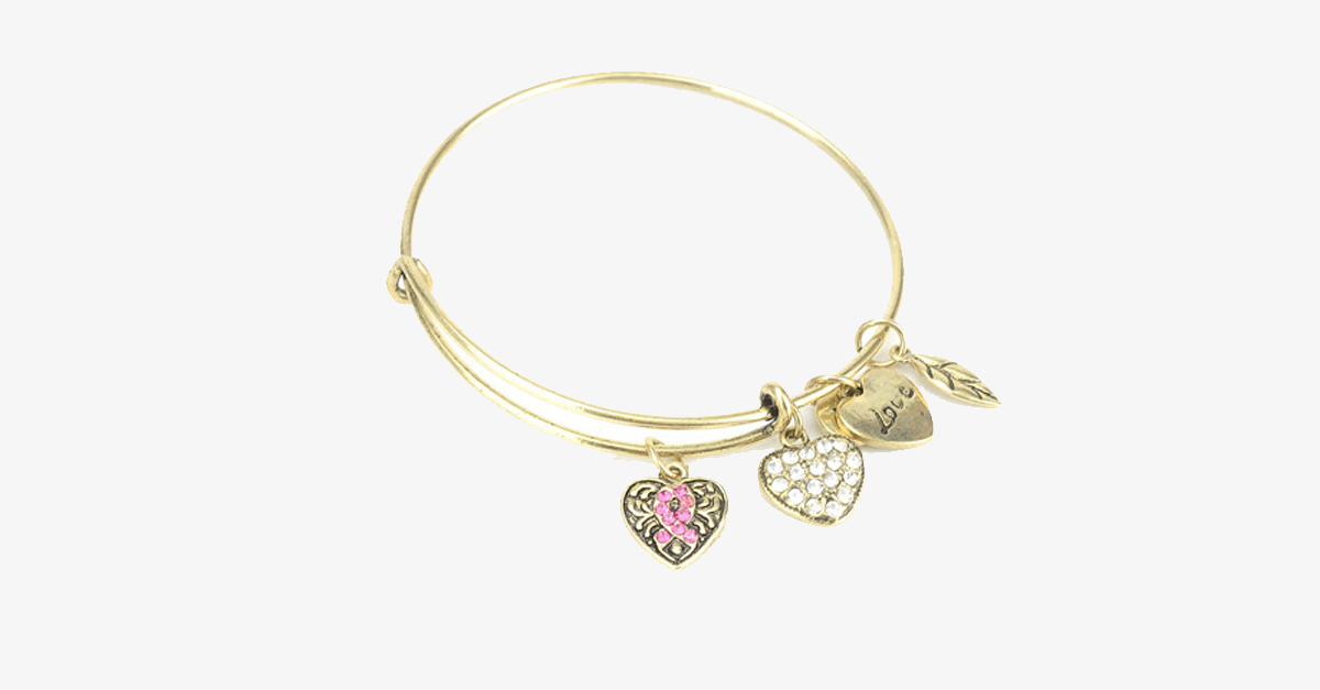 Pink Ribbon Charm Bangle