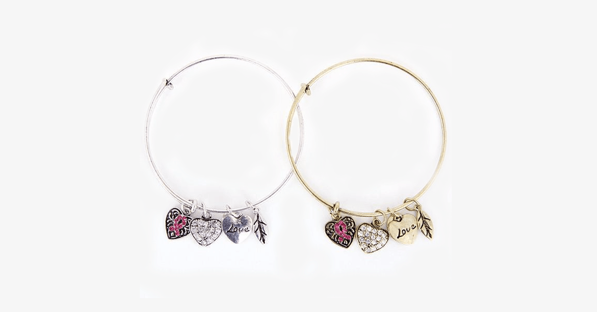 Pink Ribbon Charm Bangle