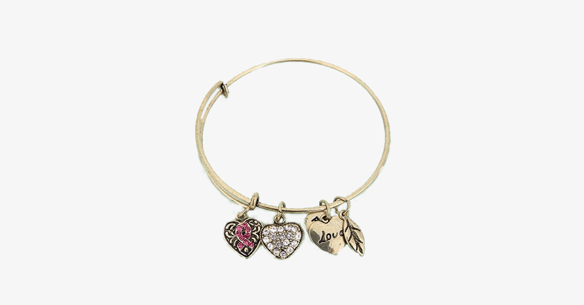 Pink Ribbon Charm Bangle