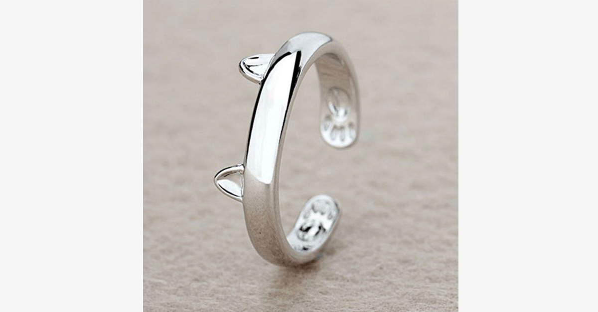 Cat Ring Fashion Wear - Stainless Steel Silver Plated Ring with Unique Design