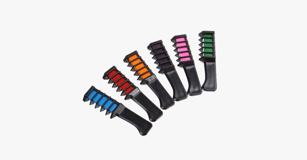 6pc Shimmer Hair Chalk Comb