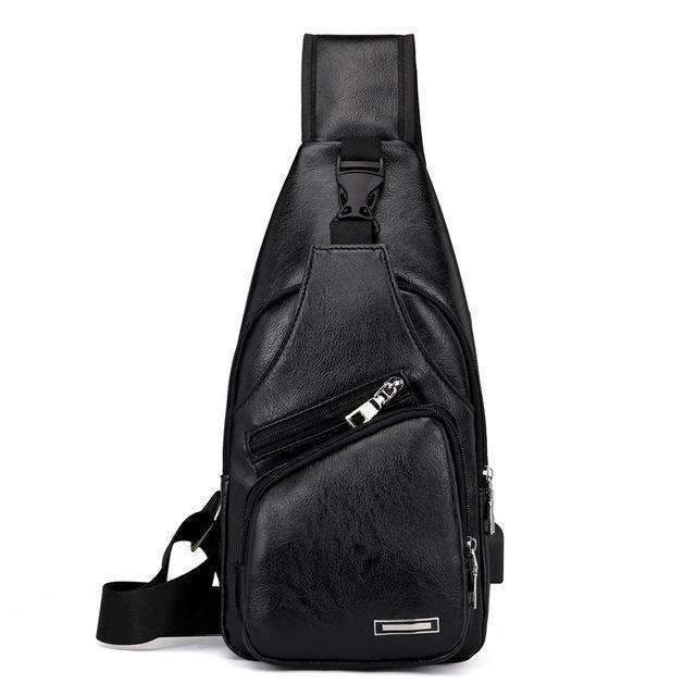 Leather Shoulder Sling Bag (Charging Port)