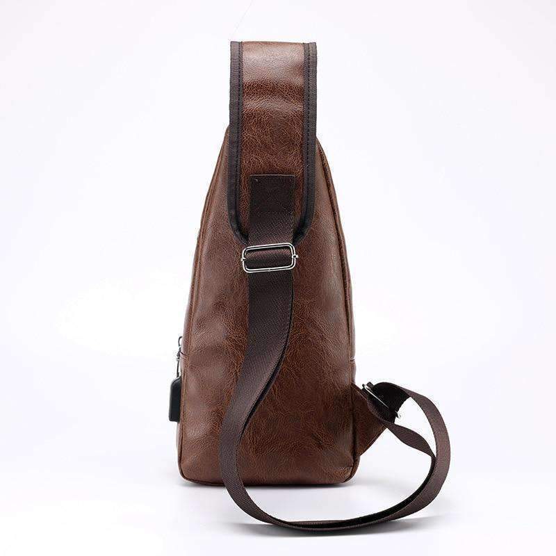 Leather Shoulder Sling Bag (Charging Port)