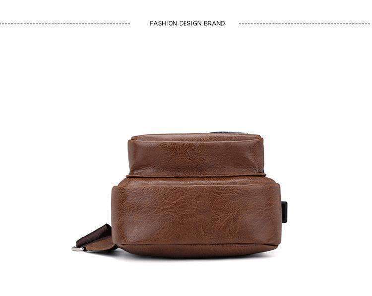 Leather Shoulder Sling Bag (Charging Port)