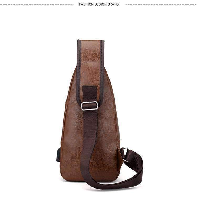 Leather Shoulder Sling Bag (Charging Port)