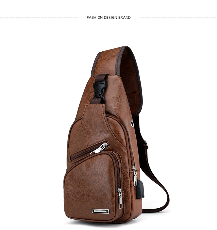 Leather Shoulder Sling Bag (Charging Port)