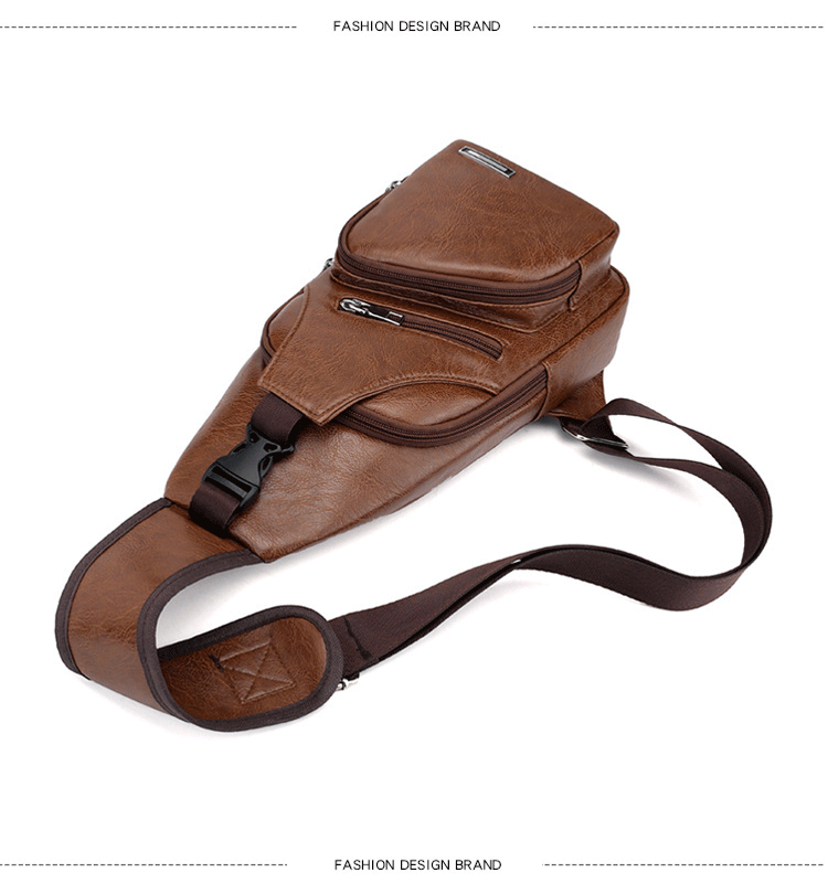 Leather Shoulder Sling Bag (Charging Port)