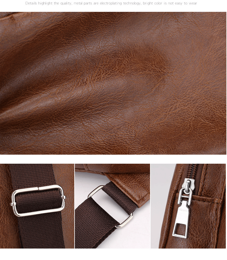 Leather Shoulder Sling Bag (Charging Port)