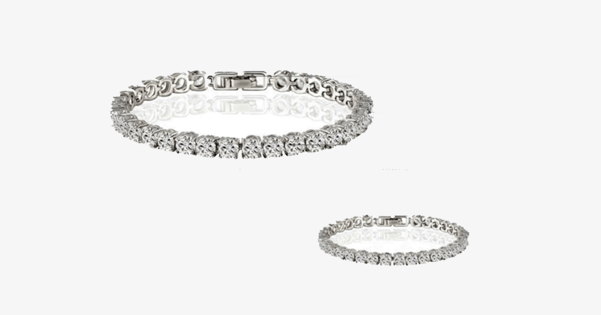 Diamond Eternity Bracelet in Silver Color - Round Cut Diamond Zircon Stones - Make You Look Gorgeous