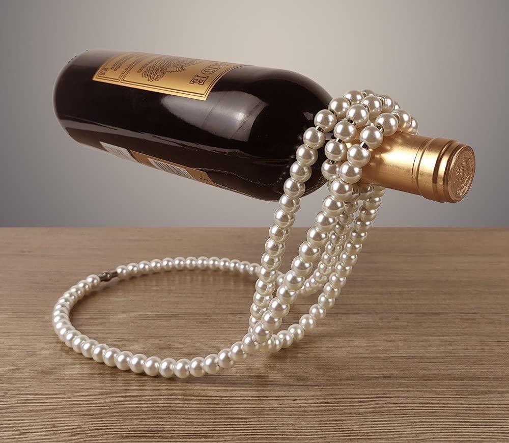 Fancy Pearls Bottle Holder - Hanging Suspension Wine Bottle Holder Rack 
