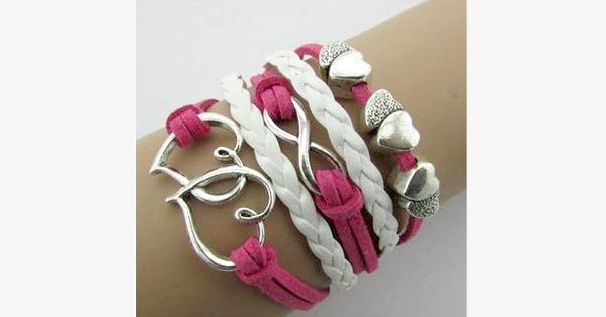 Double Heart Infinity Bracelet