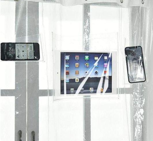 Transparent Phone Holder Shower Curtain