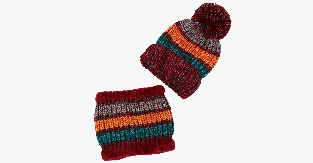 Unisex Winter Fleece Beanie Scarf